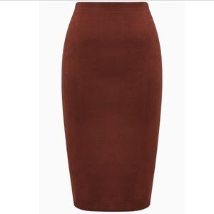 BCBG Faux Suede Pencil Skirt in chocolate